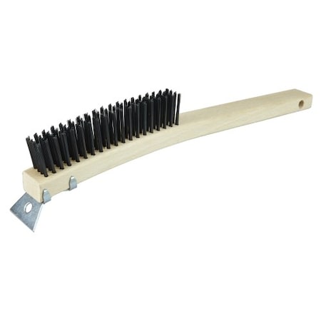 Weiler Wire Scratch Brush w/Scraper, .012 Carbon Steel Fill, 4 x 18 Rows 44058